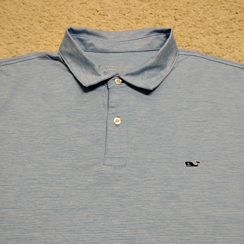 Vineyard Vines Shirt Mens XL Polo Blue Performance Stretch Whale Preppy Golf